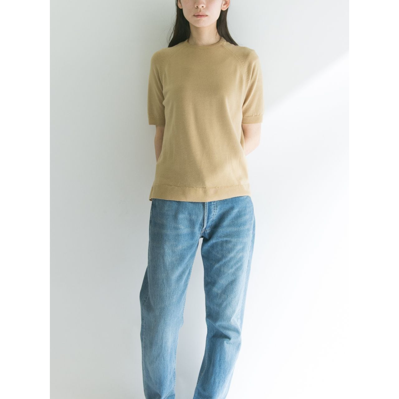 【Made in England】100% pure wool crew neck knit pullover（イギリス製 クルーネックウールニットプルオーバー）3e