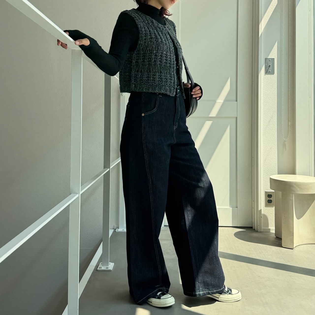 【受注予約：10月下旬入荷予定】切替ワイドデニムPT/インディゴ