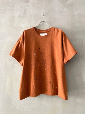 TrAnsference loose fit cut off T-shirt - bull orange garment dyed effect / chaos dripping