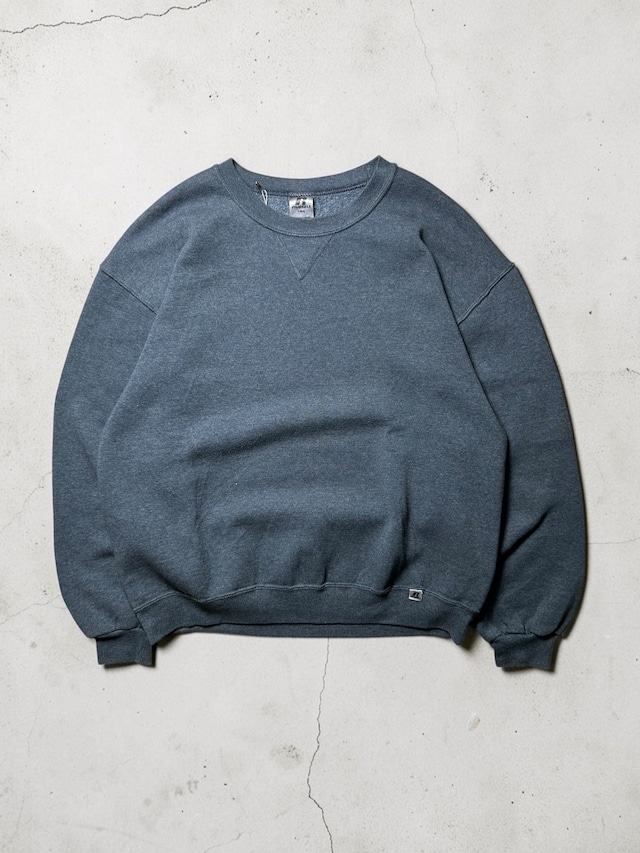 Russell Athletic Plain Charcoal Gray V-Insert Crewneck Pullover Sweatshirt