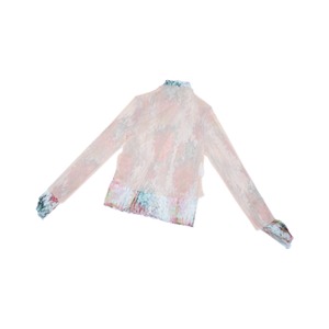 【BANSAN】Sheer Layered Print Tops - 2 Set (PALE BLOOM)