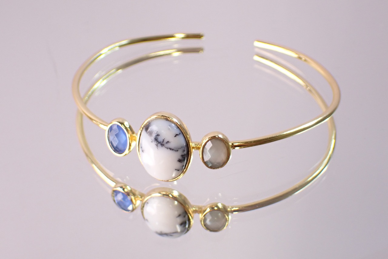 バングル(デンドライトオパール・カルセドニー)　 [D2-398]