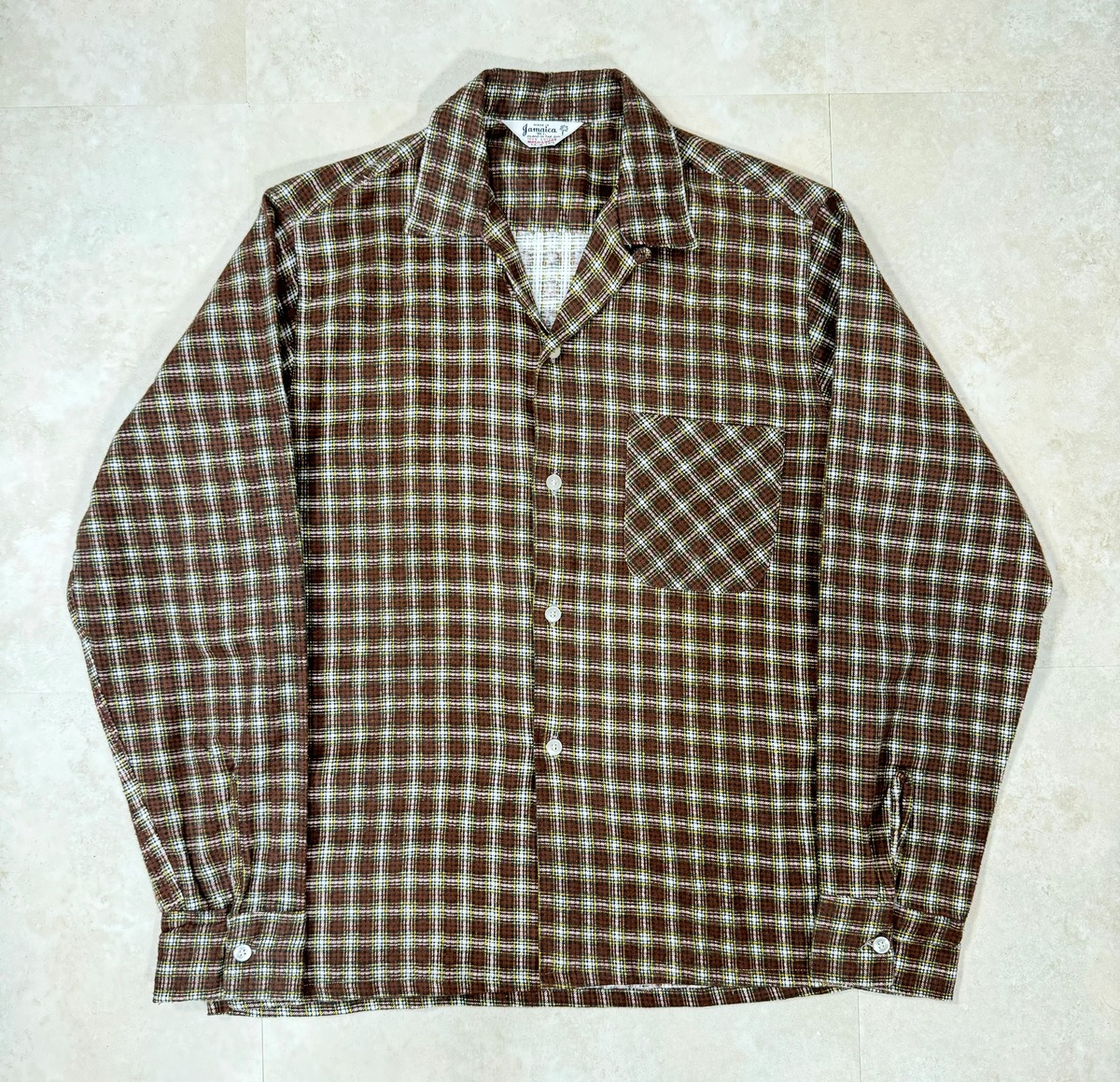 60s jamaica open collar shirt プリントネルシャツ | savvy