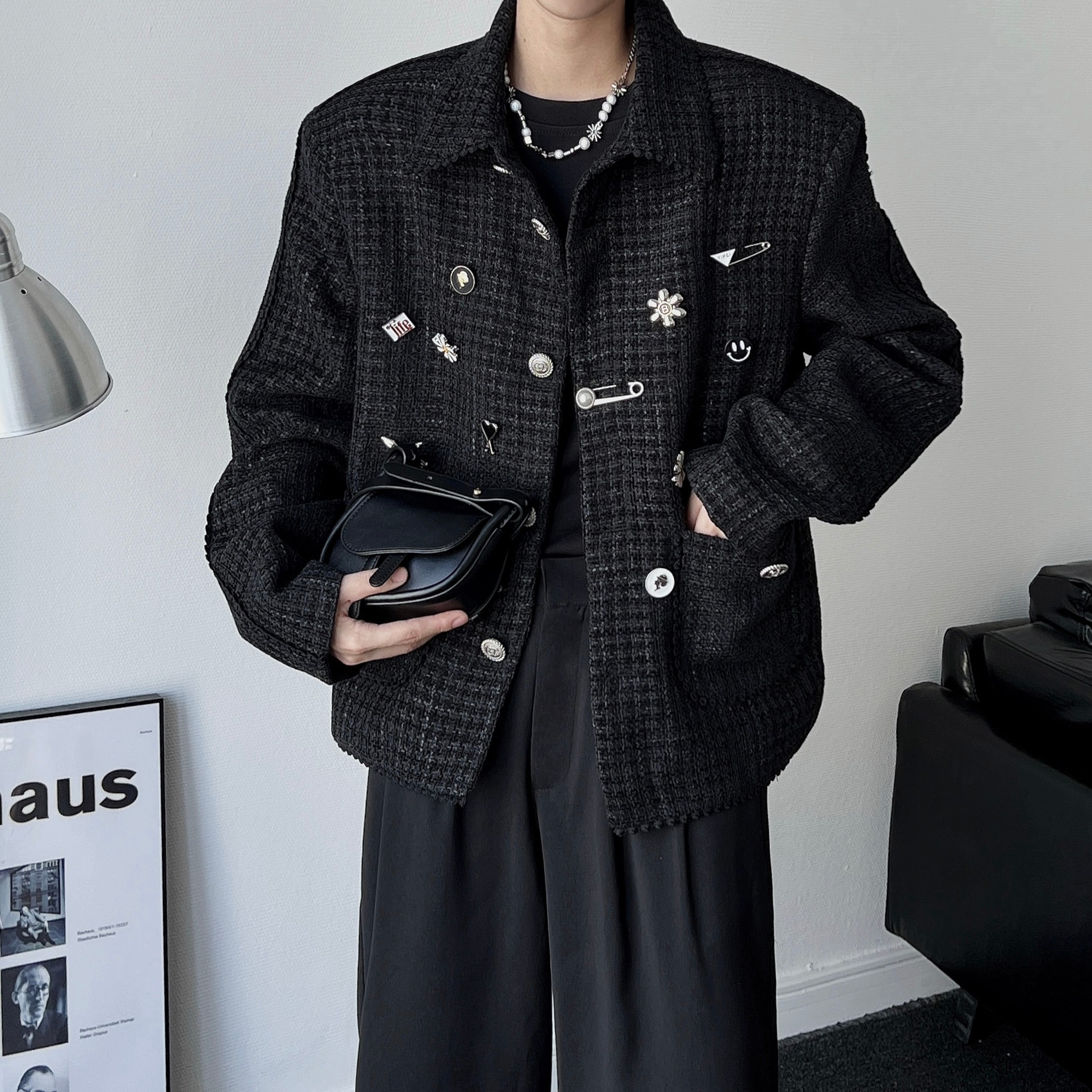 YOUSHIQI高級感溢れる編み柄ジャケット