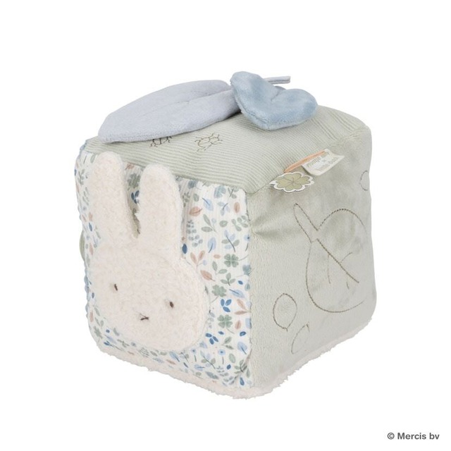 miffy x Little Dutch リトルダッチ | キューブトイ ラッキーリーブス 布製おもちゃ ブルー 水色 仕掛けおもちゃ ミッフィー