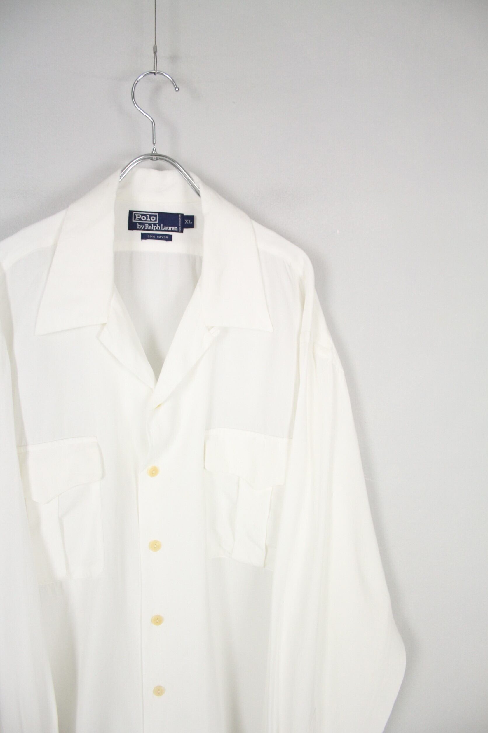 希少Ralph Lauren ポロ スポーツ　レーヨン　オープンカラー サイズＭ Polo by Ralph Lauren 100%レーヨン ポニーロゴなし オープン