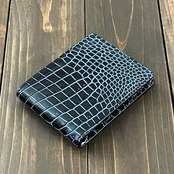 クロコダイル 目地染め 無双 マネークリップ ブルー