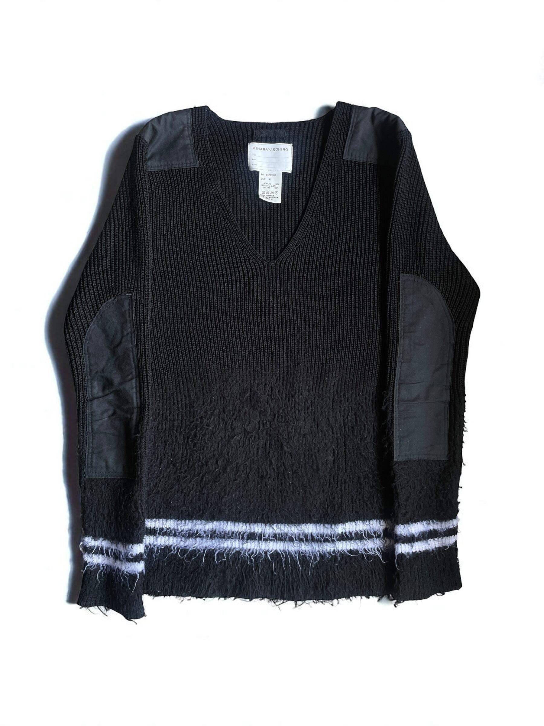 Mihara Yasuhiro Early Patch Detail Brushed Rib Knit Sweater