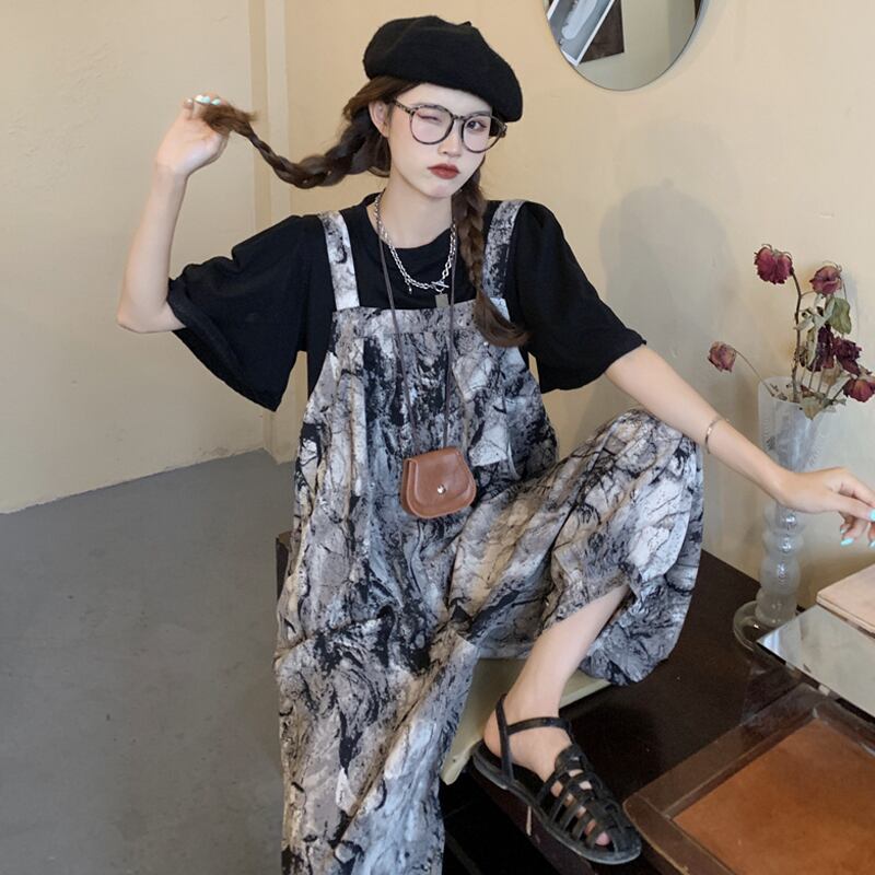 シフォンオーバーオール サマー薄手ワンピースパンツ ルーズ 夏物 ショーツ ブルマー スーパーモール49891845574