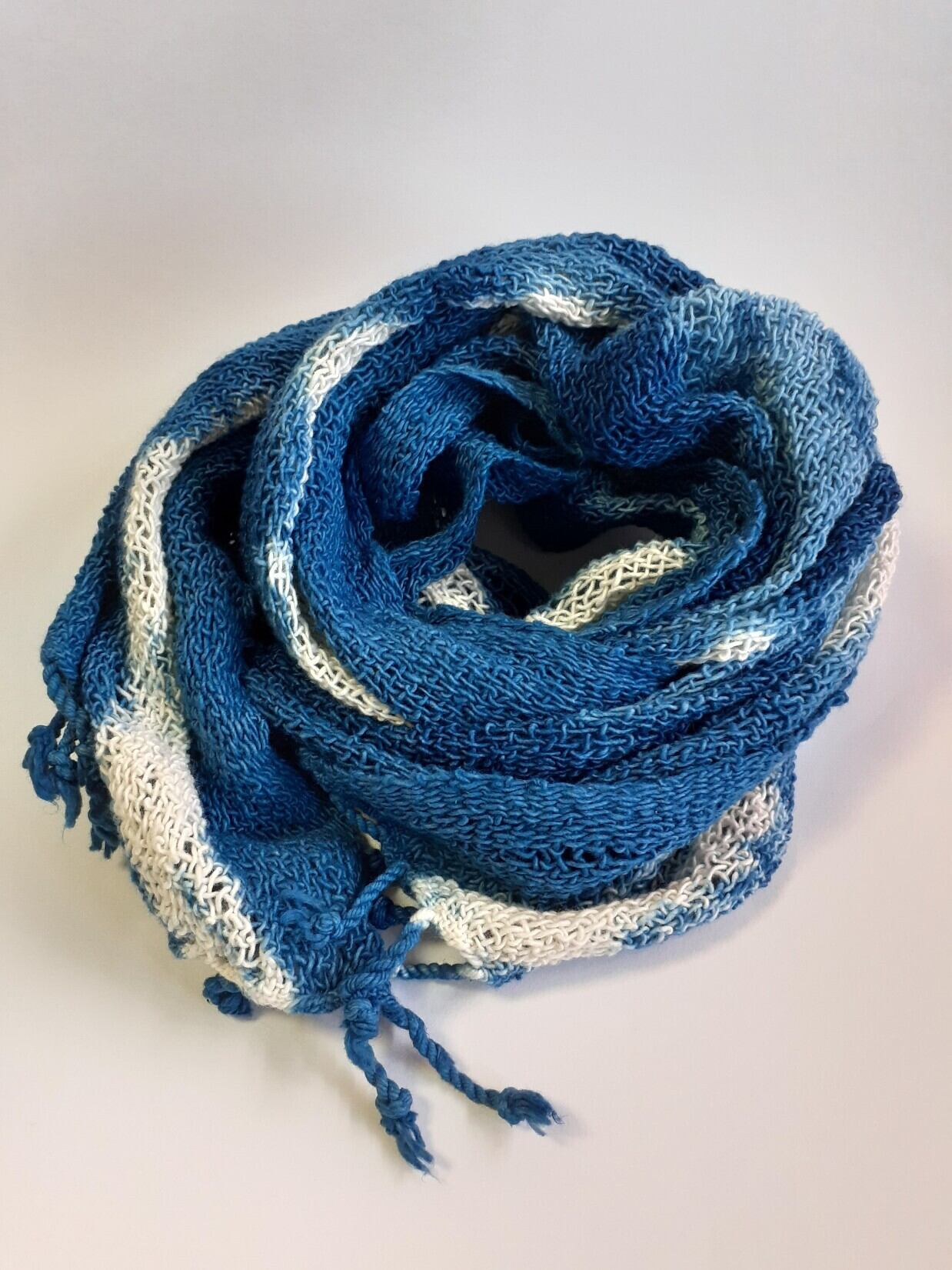 手染め・ざっくりコットンストール(藍染め)