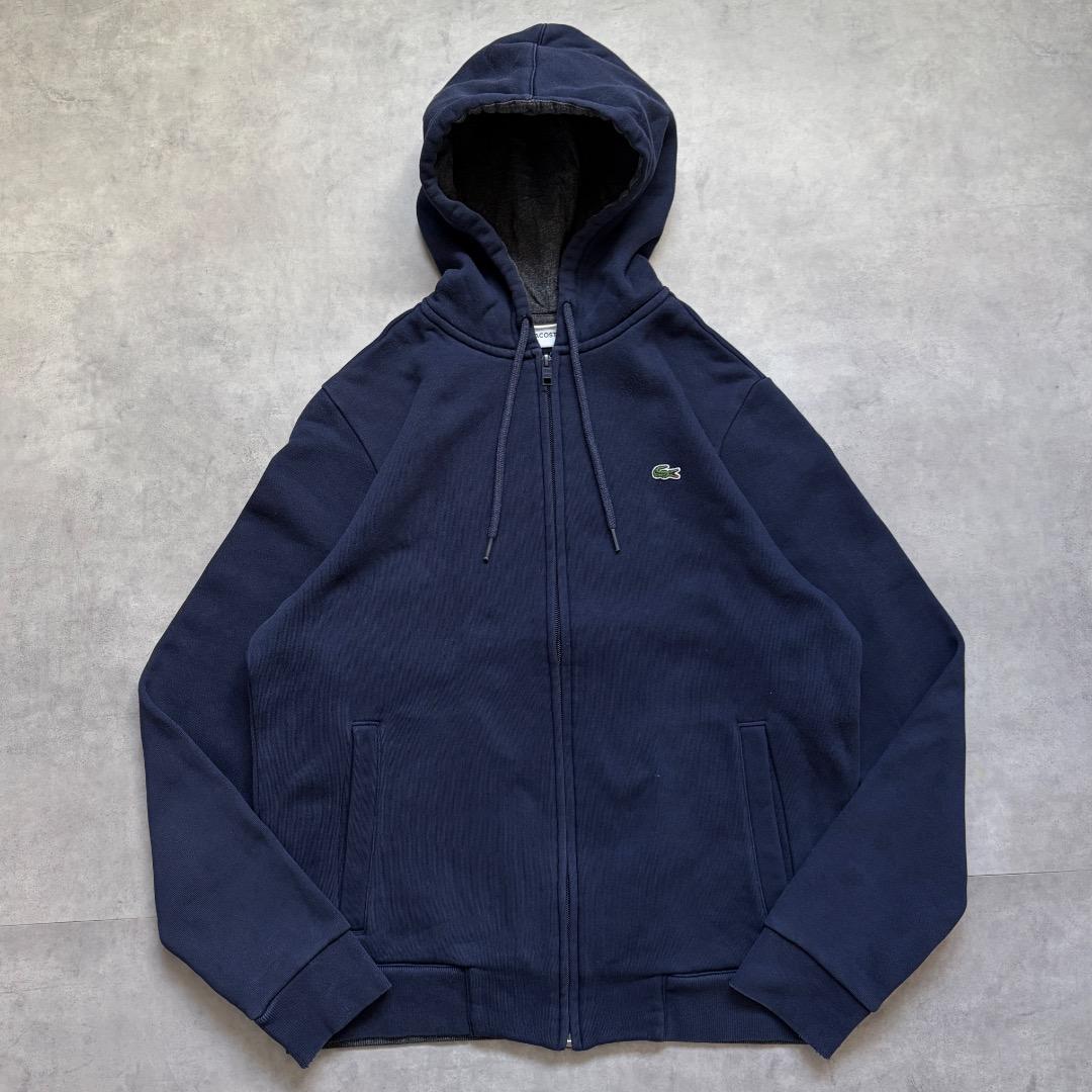 LACOSTE ラコステ ジップ パーカー 古着 ワニ 刺繍 M 紺 19596