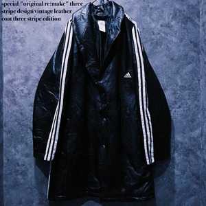 【 doppio】special "original re:make" three stripe design vintage leather coat three stripe edition