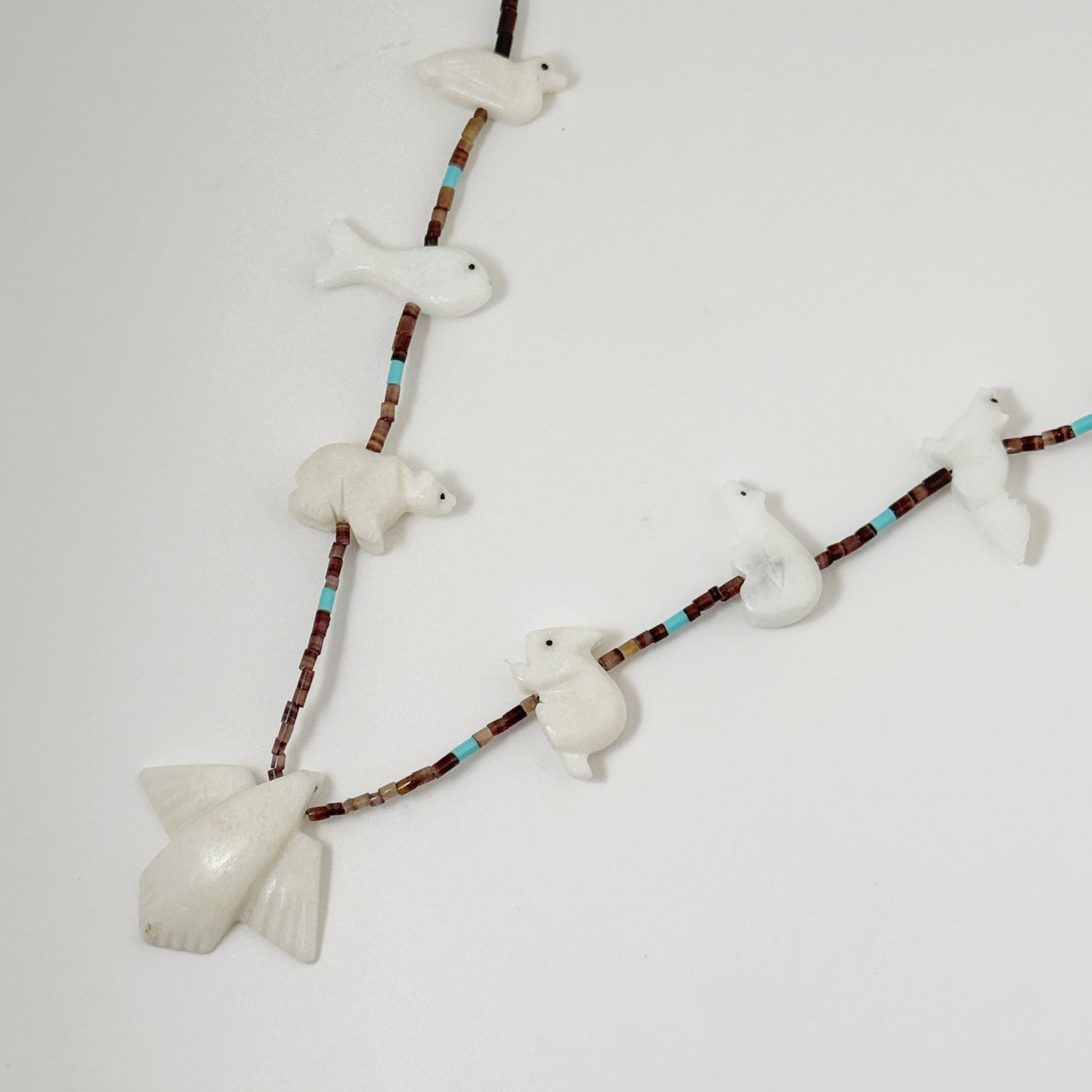 【再入荷】《Indian Jewelry》一点物 アラバスターフェティッシュネックレス 鳥 バード