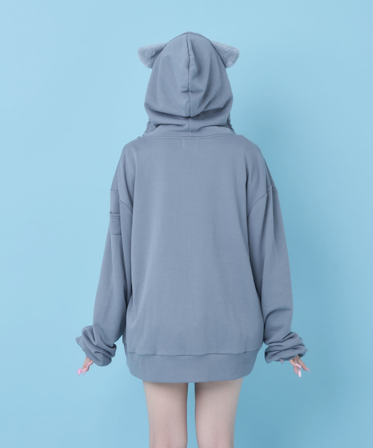 ねこになりたい♡ぽんぽんZIPパーカー(サックス) | Hauls