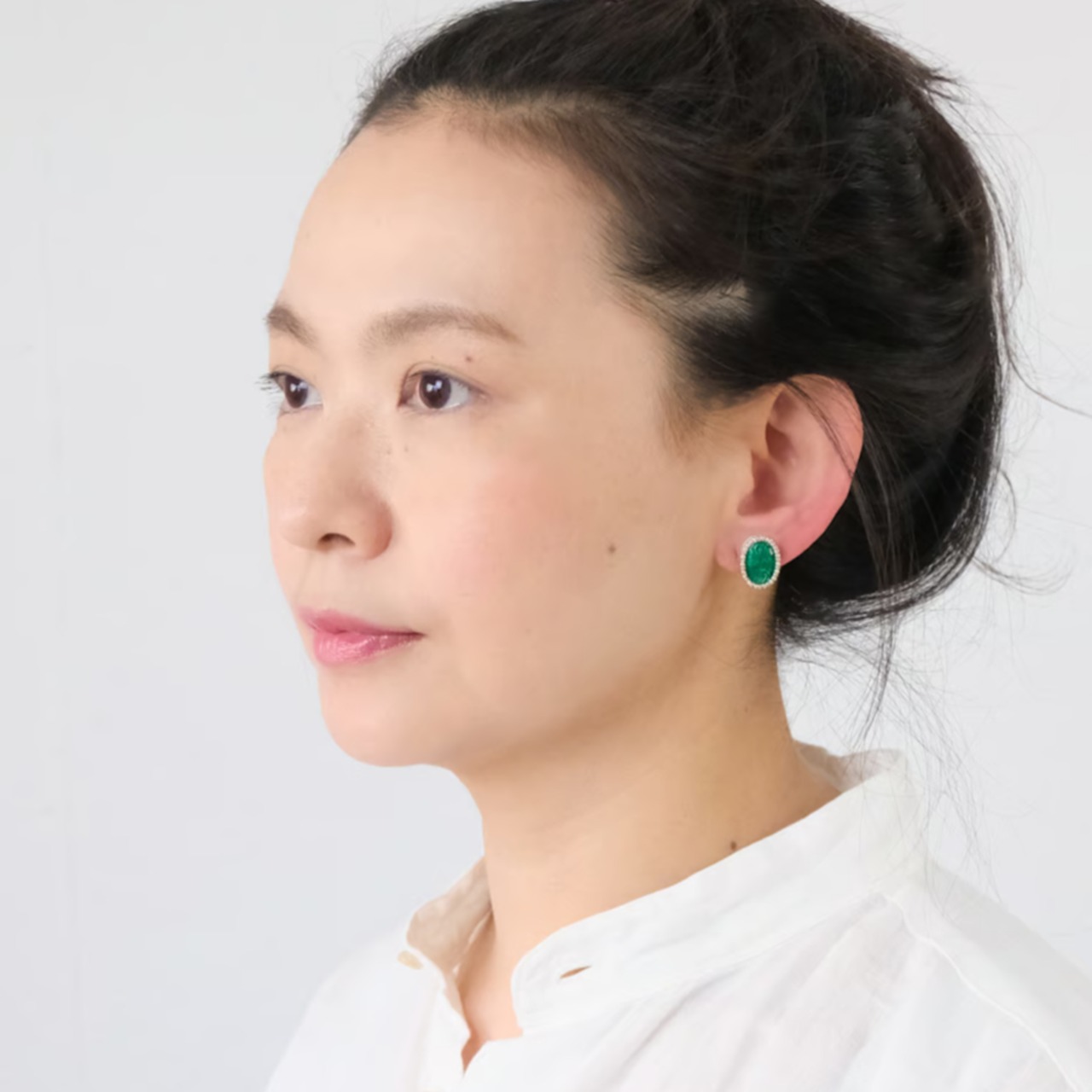 tamas(タマス) Reflect/Type B/Green 楕円形イヤリング&ピアス