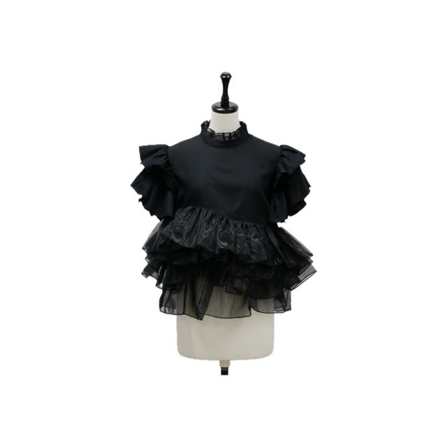 Layered frill peplum blouse