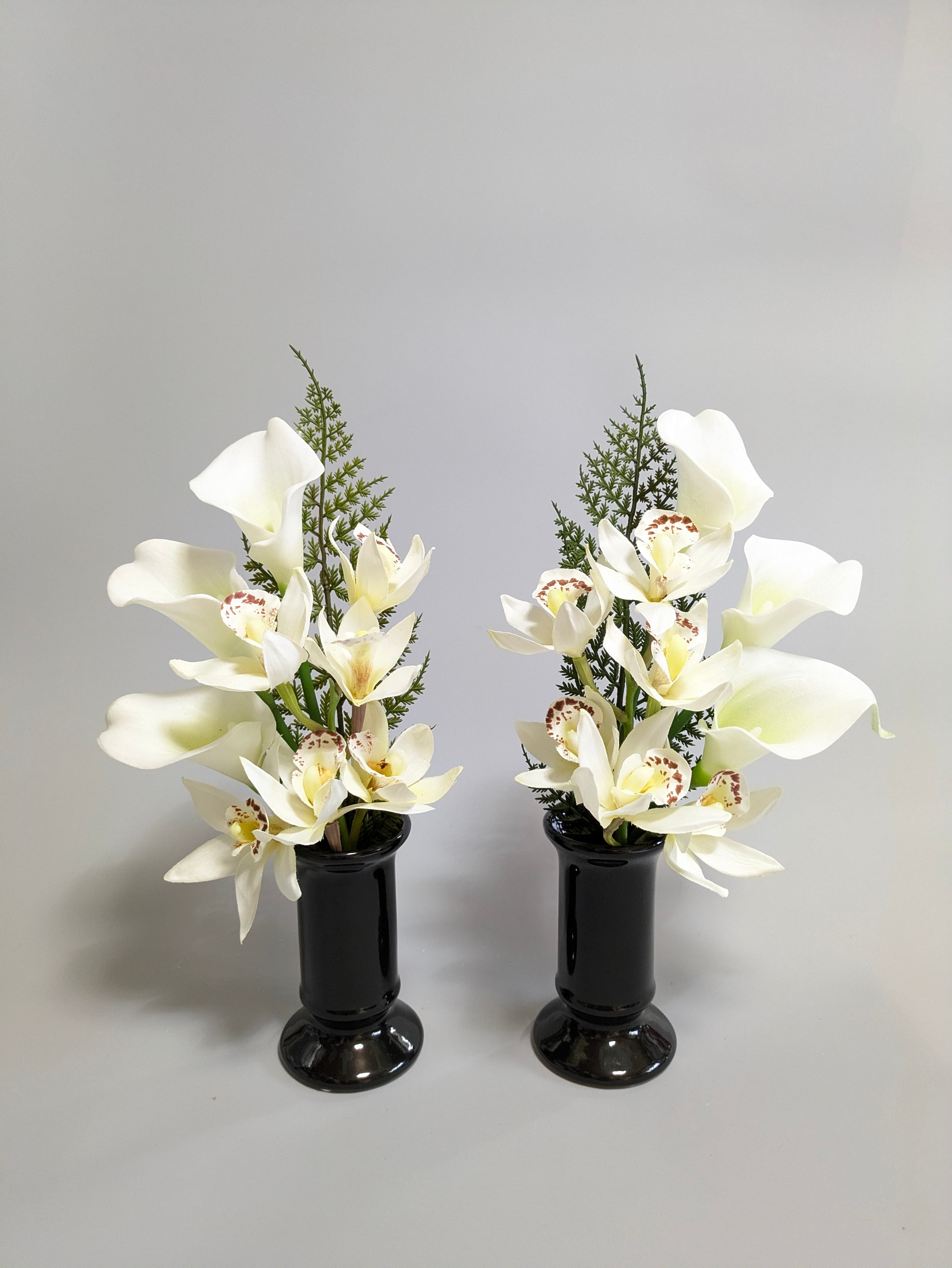白 花瓶 花 YSアウトレット 高級造花 シンプル仏花対アレンジ