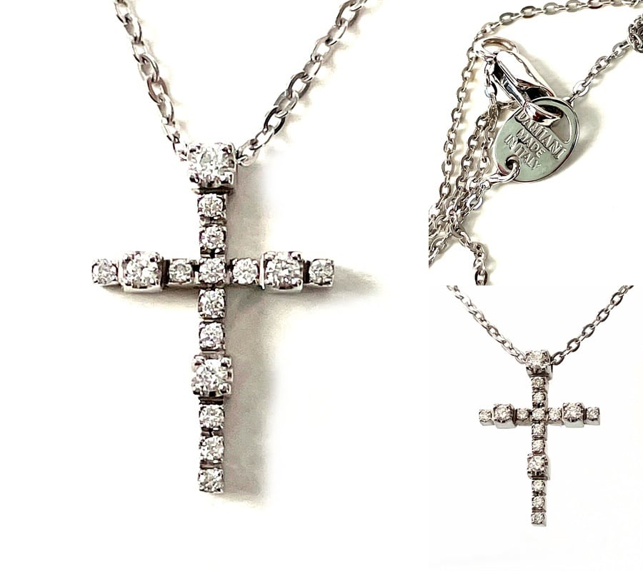 Damiani ダミアーニ ミニクロス　ネックレス　k18 pg DAMIANI ダミアーニ ミニシンボリクロスネックレス k18ホワイトゴールド