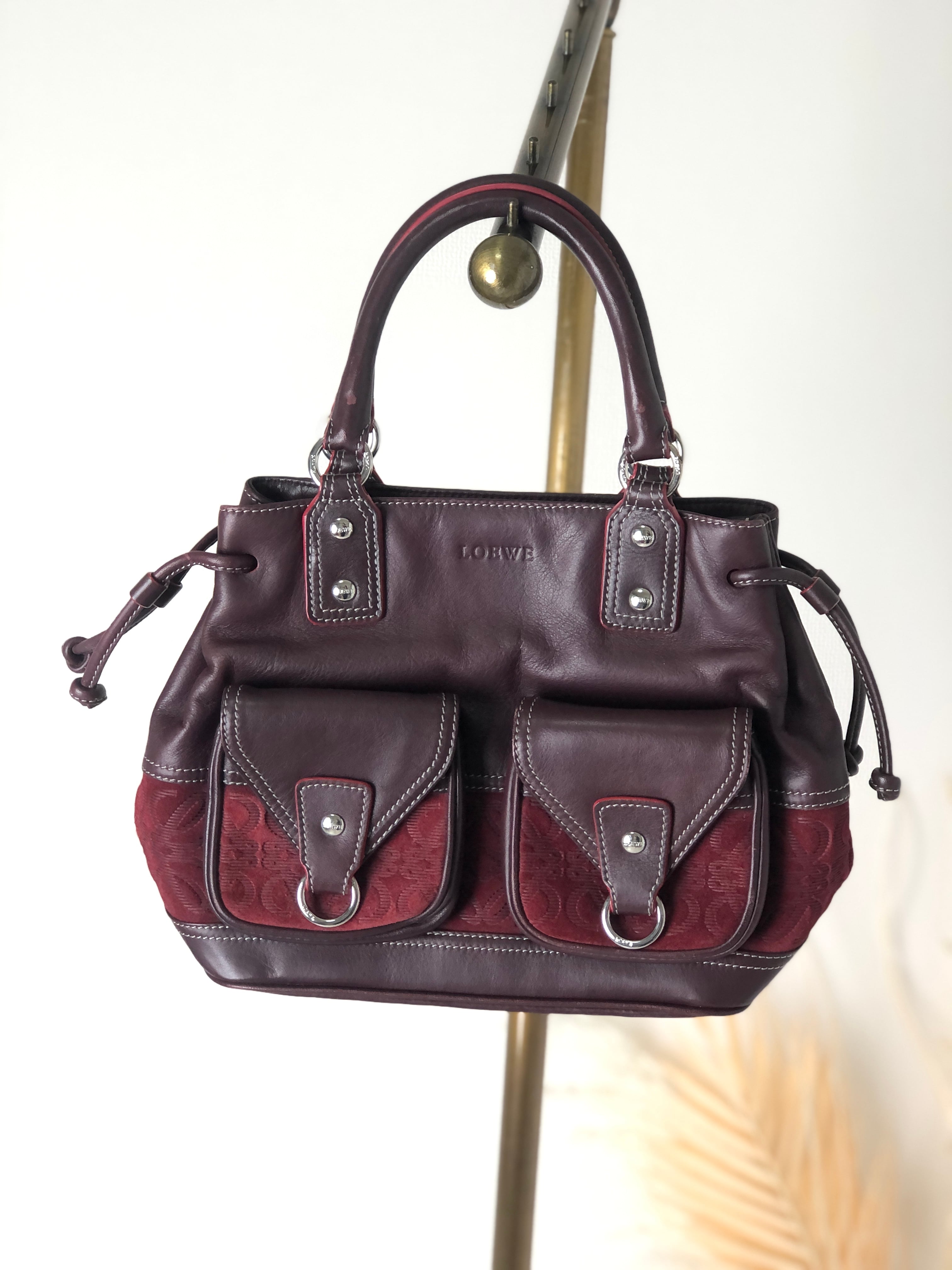 日本直送 名牌中古包 】LOEWE ロエベ アナグラム レザー スエード