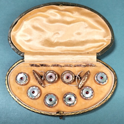 Antique Gold MOP Cufflinks and Buttons set