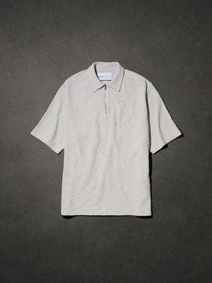 Paper boucle Zip polo shirt(Ice grey)