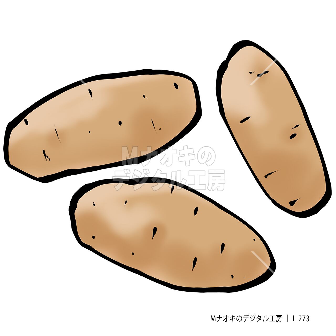 メークイン（筆タッチ） 【I_273】 May Queen potatoes （brush style）