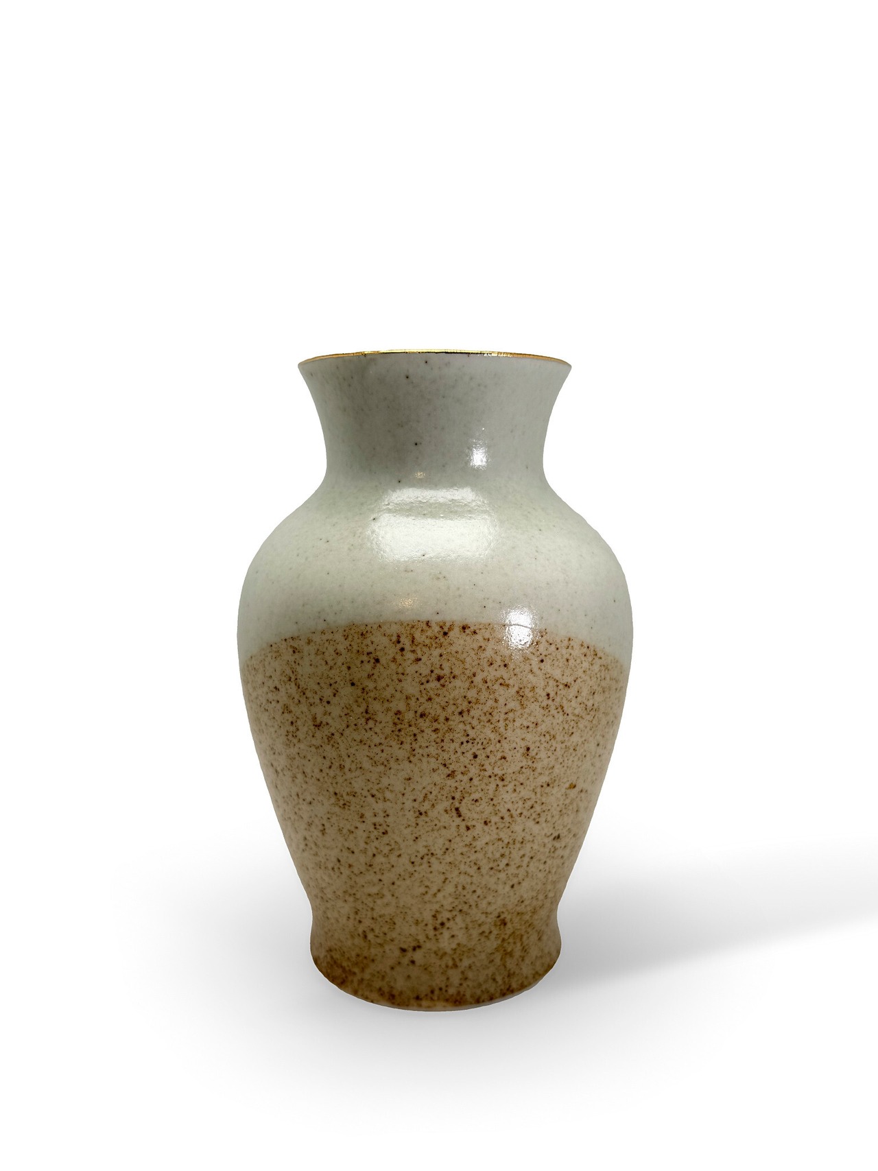 ヴィンテージ雑貨 花柄陶器花瓶（金彩縁取り・和洋折衷デザイン）