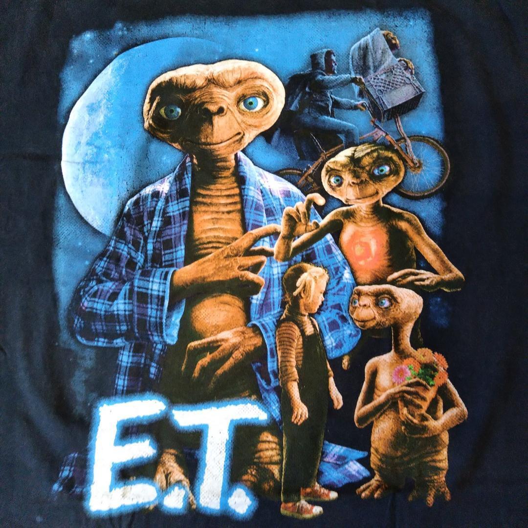 ET　ヴィンテージ加工Ｔシャツ　Lサイズ　黒　E.T.　両面プリント *