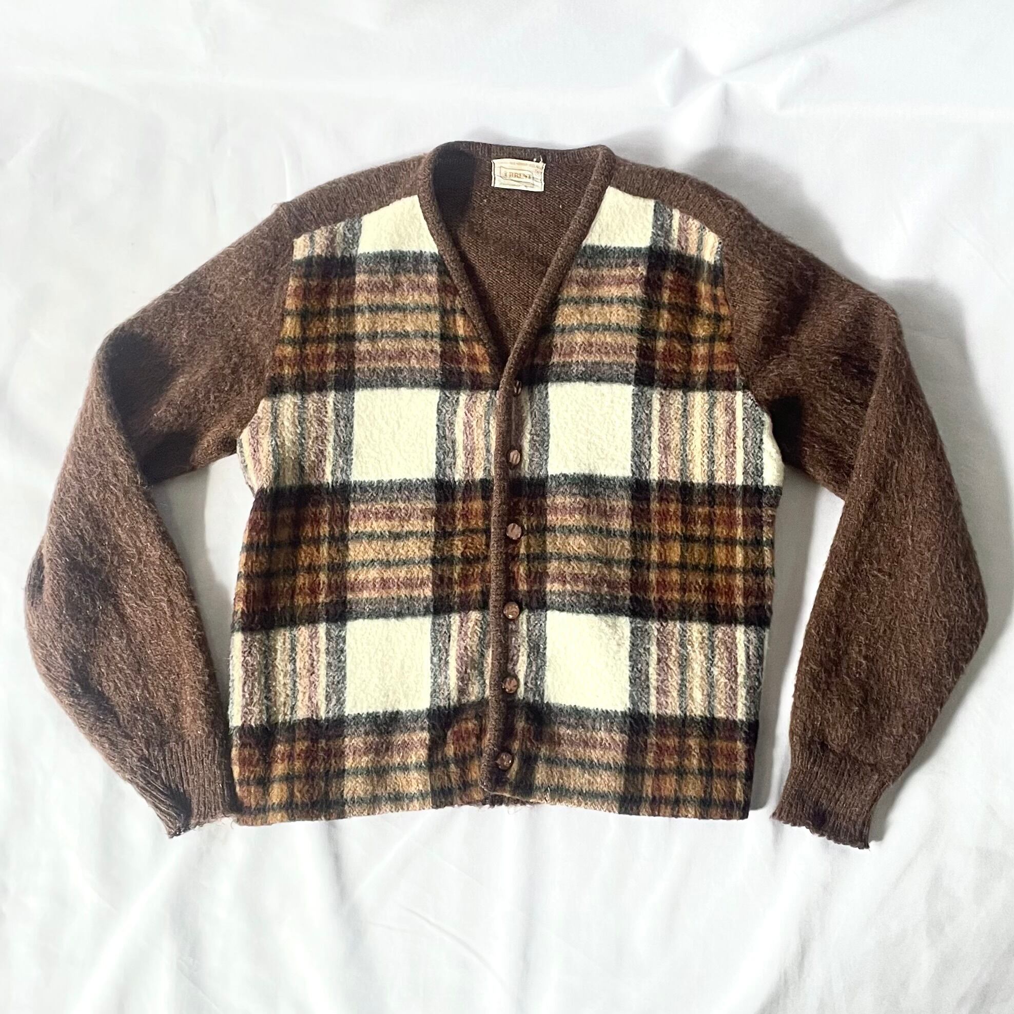 60s vintage Brent mohair wool nylon knit cardigan モヘア混ニット  