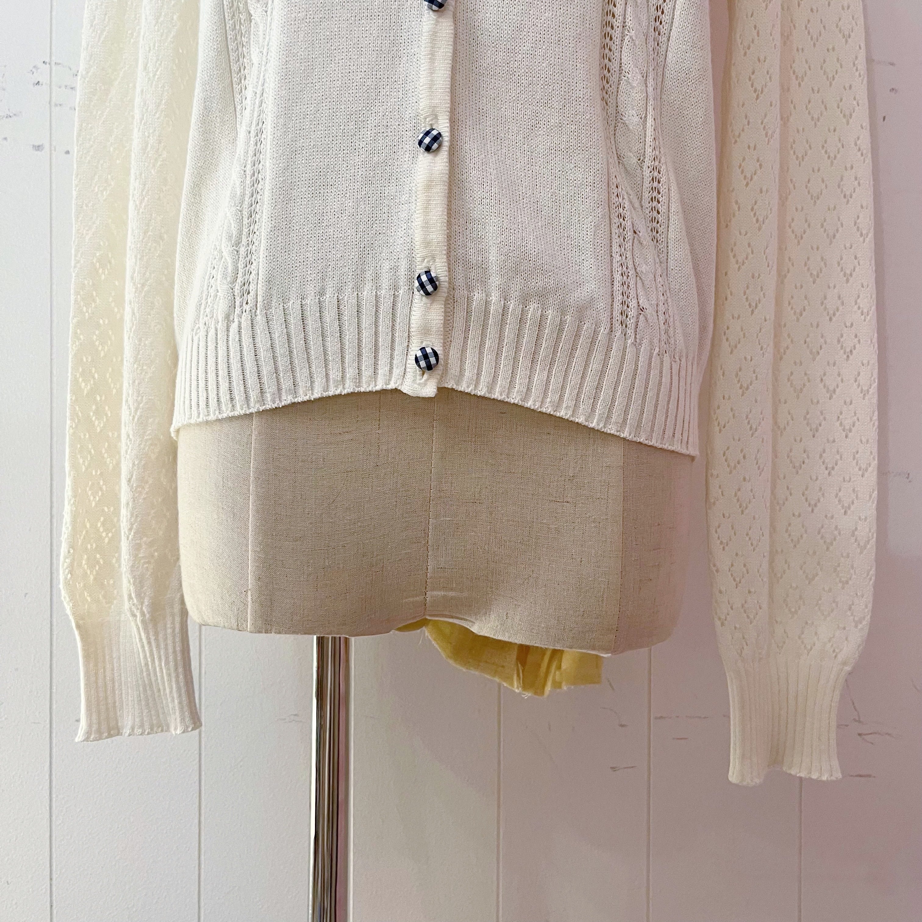 blue gingham check button cardigan