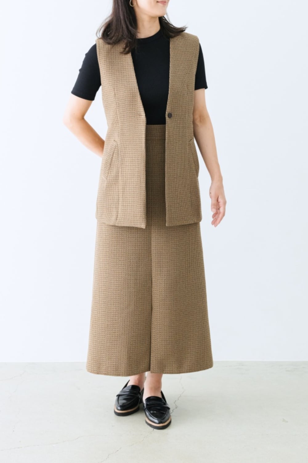 飾りポケットのロングジレ【印刷型紙】