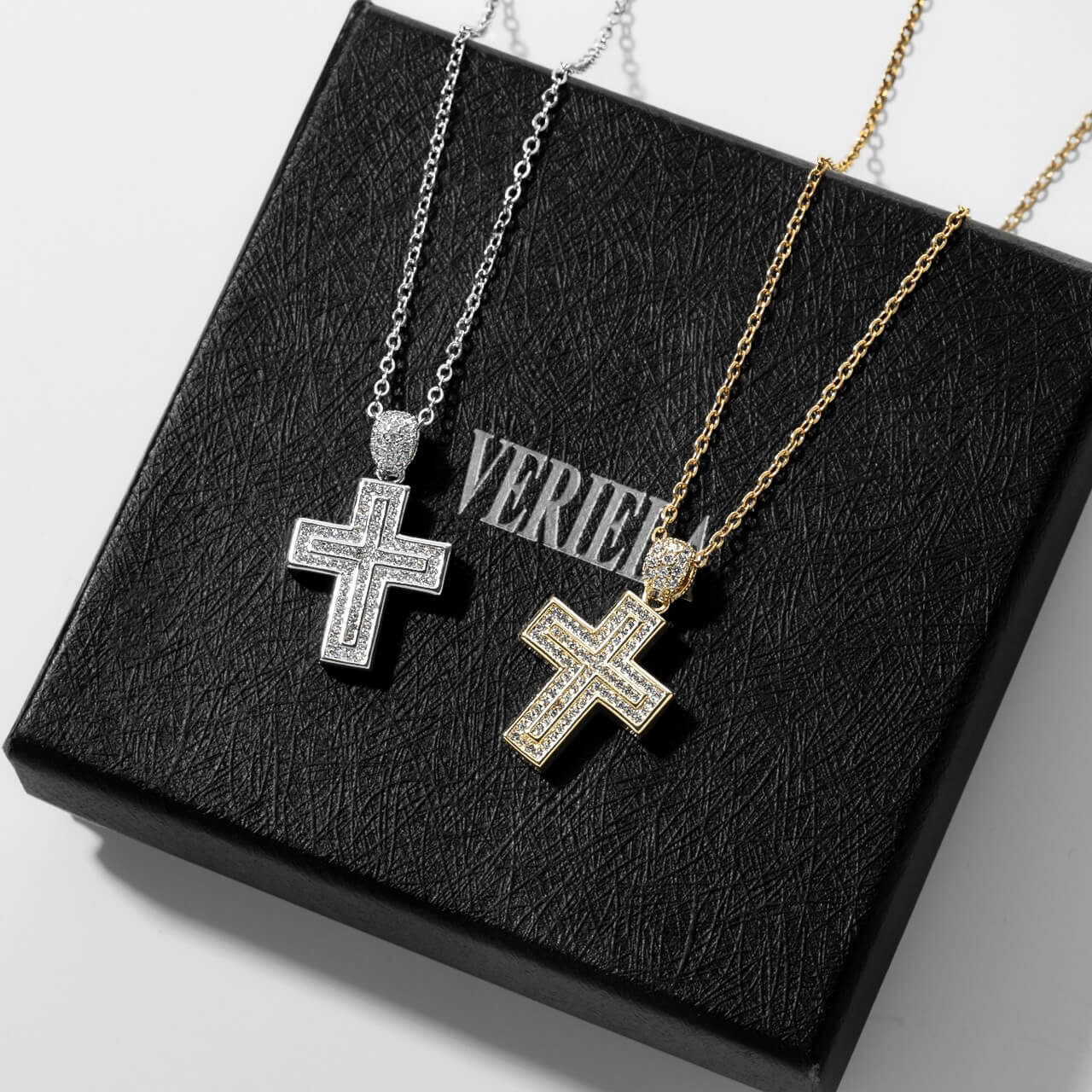 reversible zirconia medium cross necklace VN1-110 | VERIELA