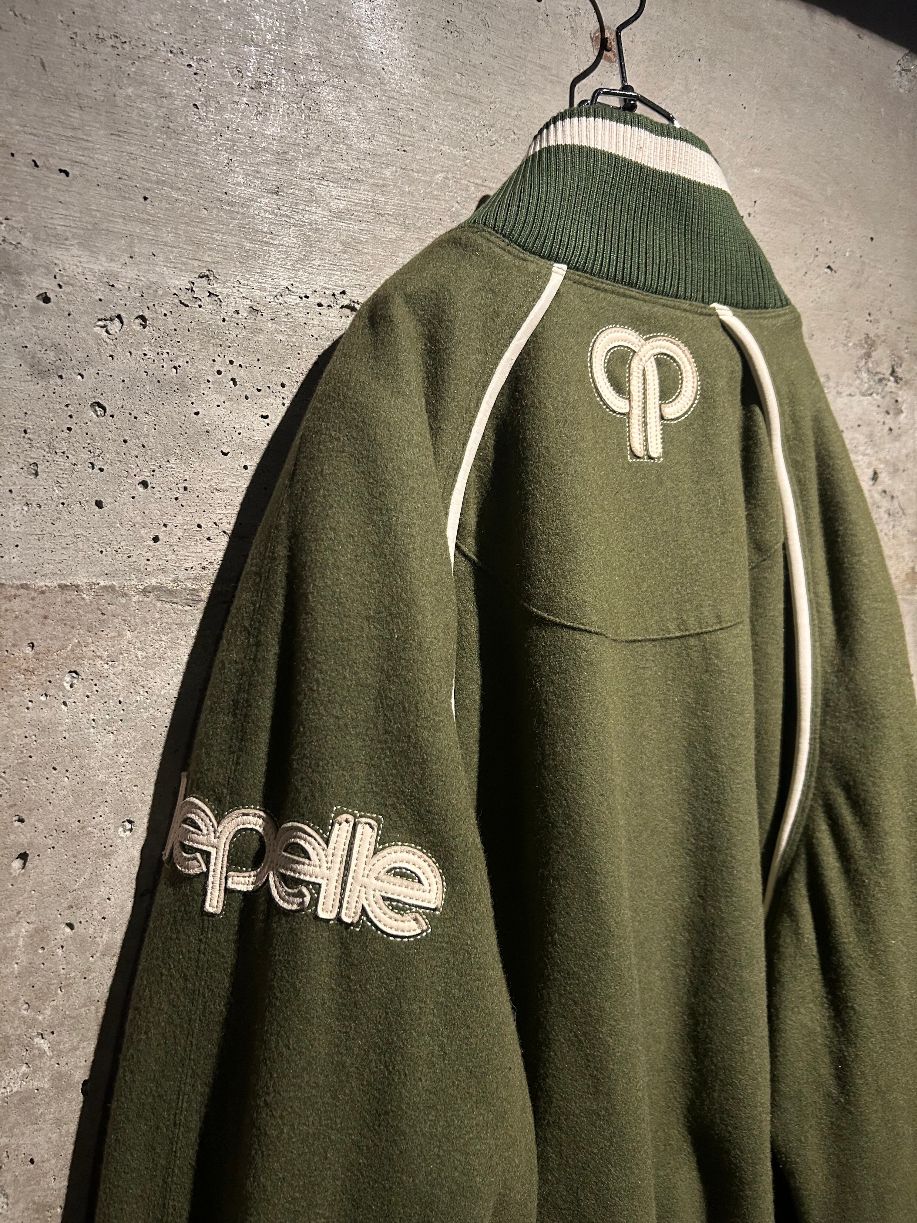 Caka】“Pelle Pelle” Logo Embroidery Wool Varsity Jacket | Caka