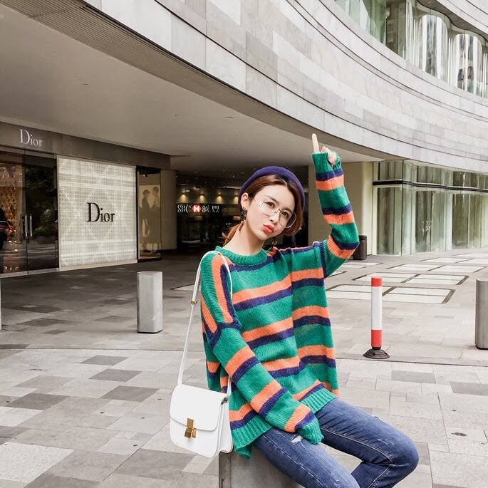 ボーダーざっくりニット オーバーサイズニット セーター 全2色 | LILIANA