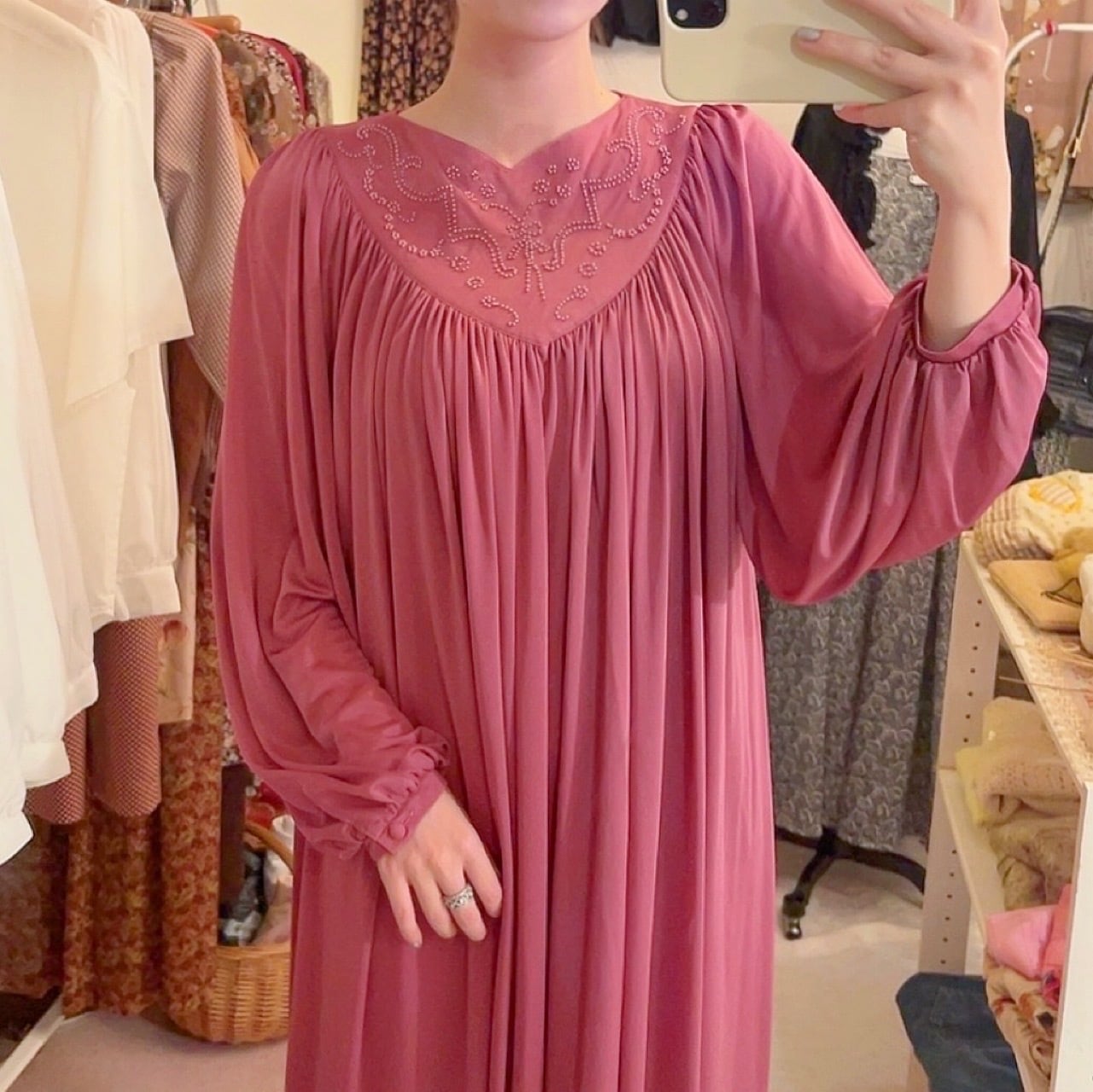 flower ribbon beads gather one-piece