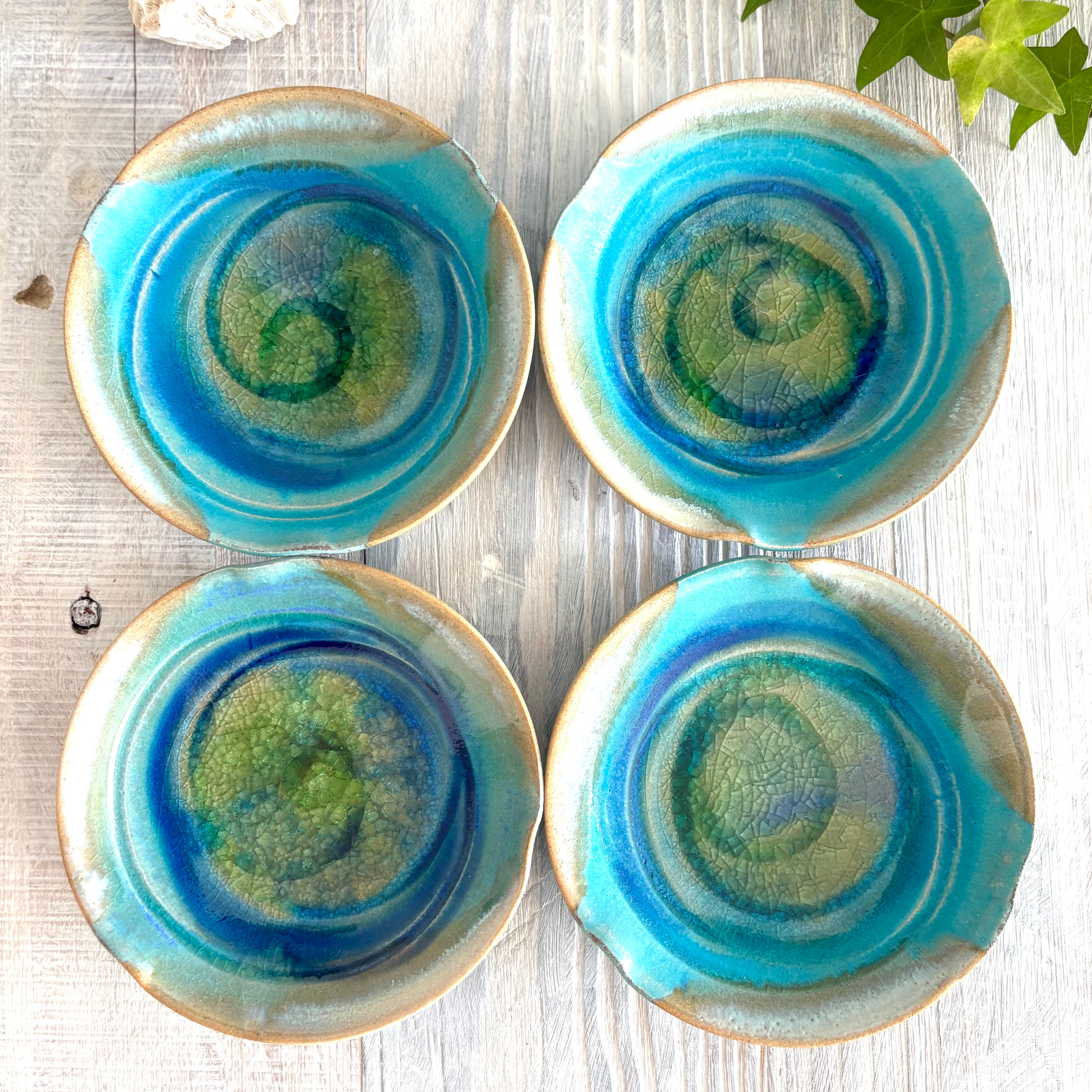 碧 小皿 豆皿 醤油皿 | Blue Pottery