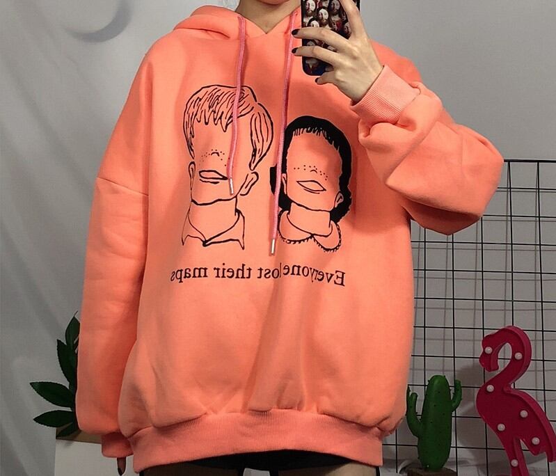 2色展開 ボーイ ガール プリント パーカー イラスト レディース スウェット トレーナー レディース ゆったり トップス 大きいサイズ トレーナー プルオーバー パーカー かわいい 女の子 プリント 女の子 イラスト パーカー 193 540 Valentina210 トレンドの