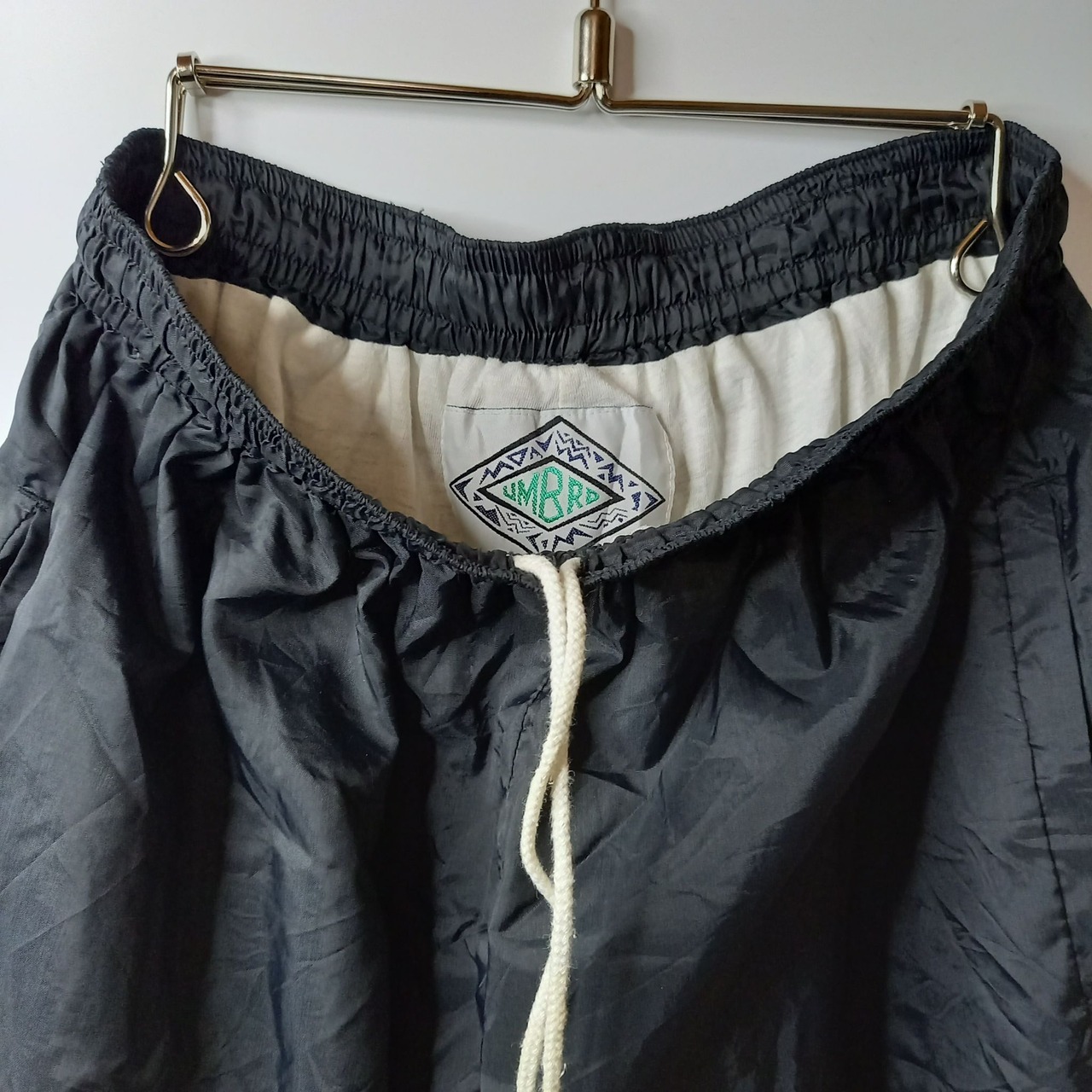 90s　アンブロ　旧ロゴ　ナイロン　ロングパンツ　ユーロ古着　ブラック　L