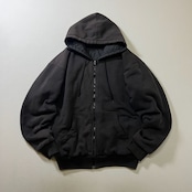 ダブルフェイス フェード ダメージ リバーシブル キルティング フルジップ パーカー ブラック L 古着