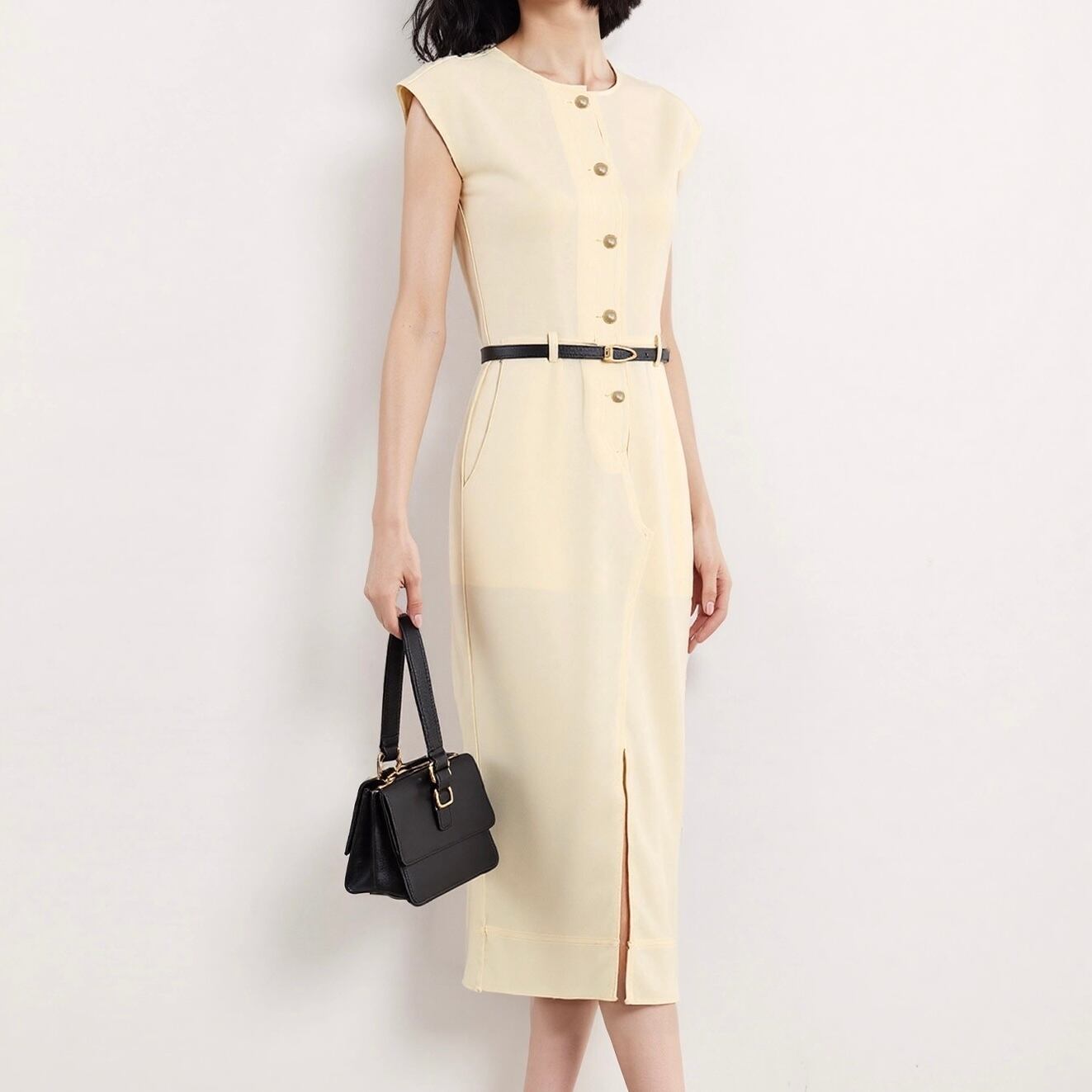 スリット入りノースリーブワンピース YH9473