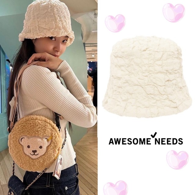 ★BLACKPINK ジェニー 着用！！【AWESOME NEEDS】WAVY LAMPSHADE HAT_FOAMING CREAM