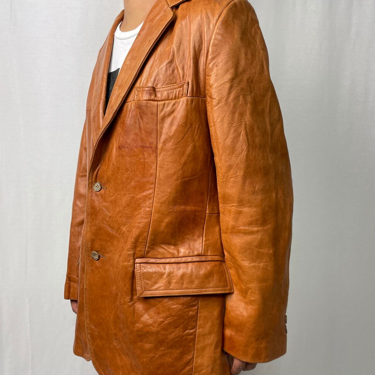 11637 LONDON FOG レザージャケット 羊革 茶色（70〜80年代 LONDON FOG 