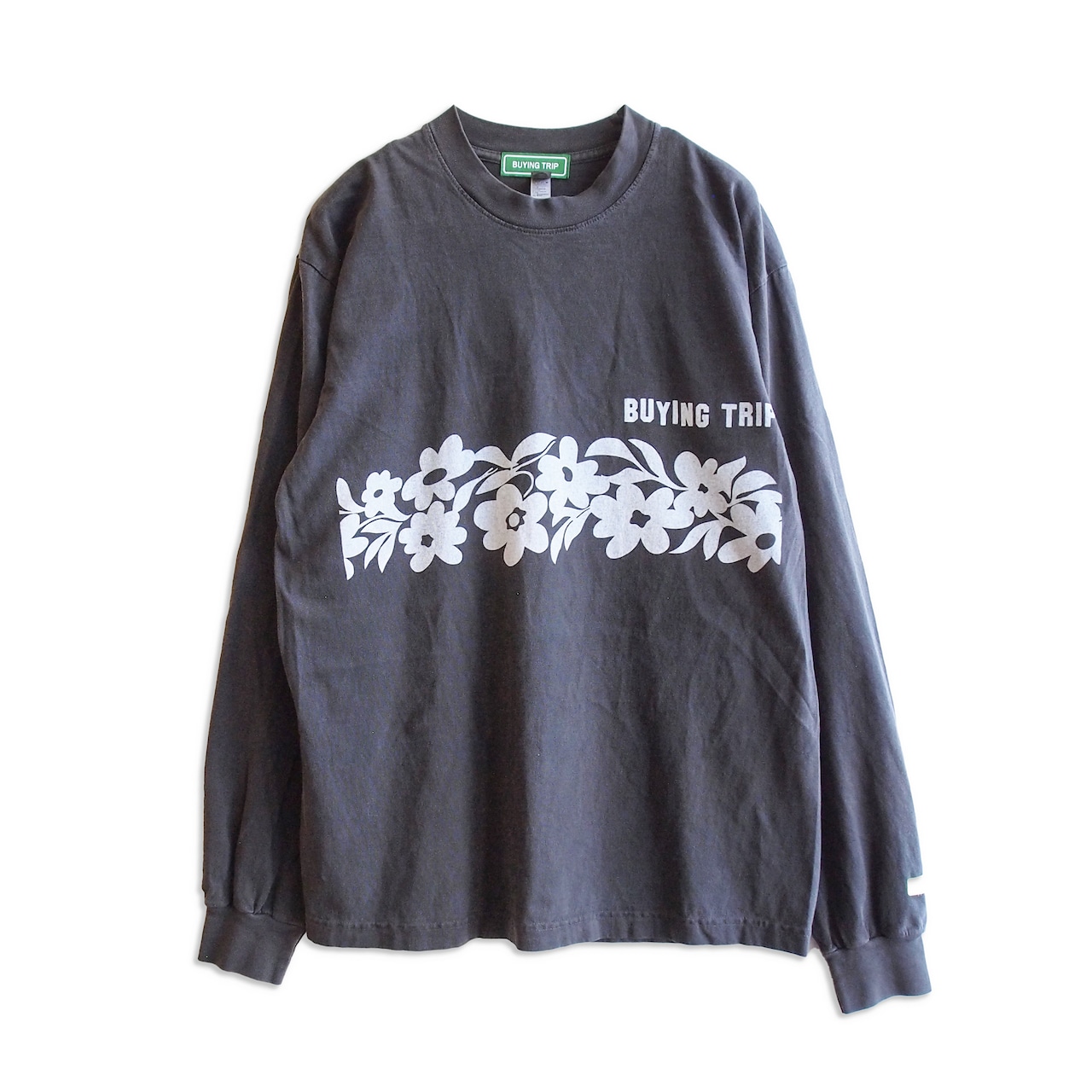 【BUYING TRIP】"Flower" Garment Dye Long Sleeve T-shirt (VINTAGE BLACK DYED)