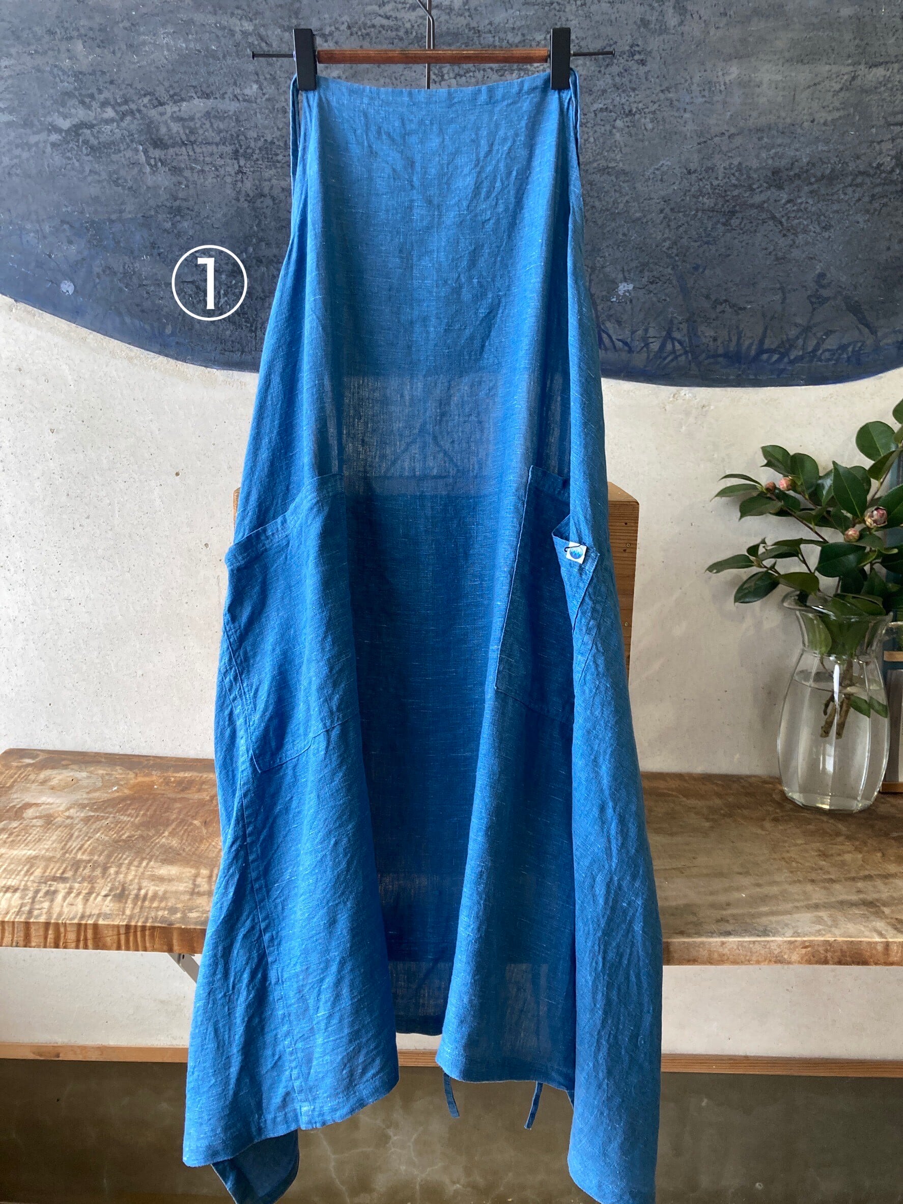 藍染 リネンエプロン | 藍染工房ちずぶるー / Japanese Indigo Blue