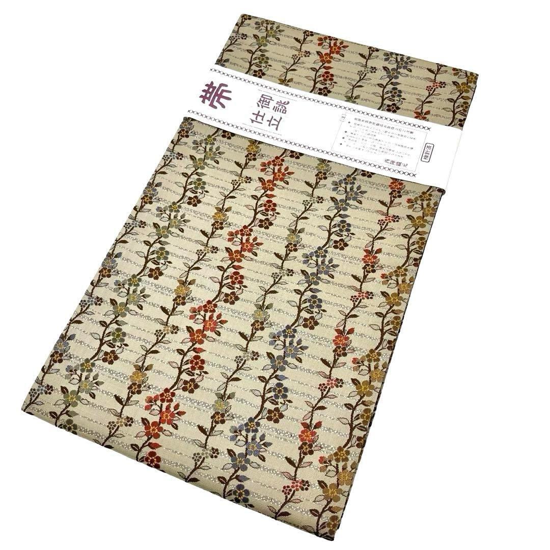 袋帯 西陣 縦柄花模様 象牙色 O-4063 | リユース着物わびさび 