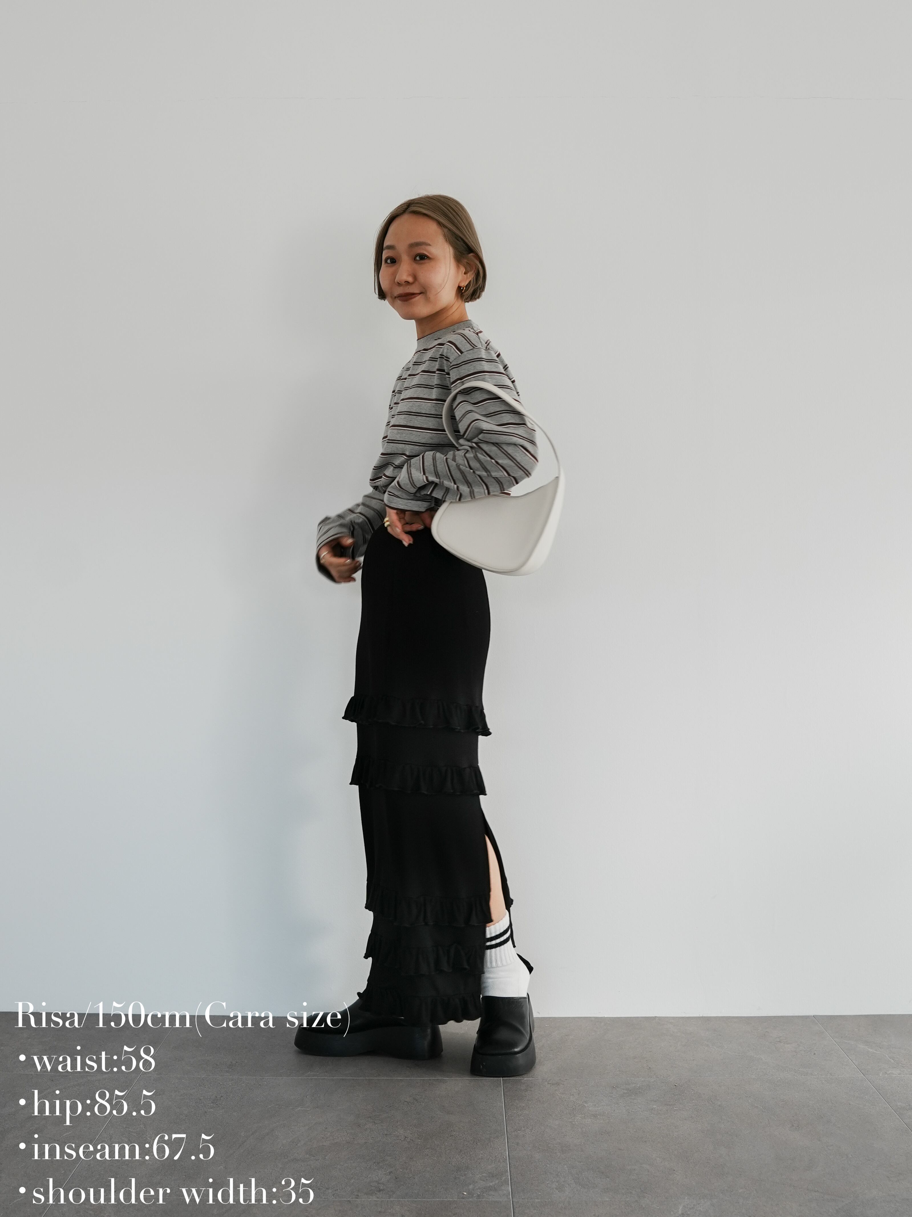n*)様 sleeve tuck cropped long tee ブラック cropped long tee | Katrin TOKYO