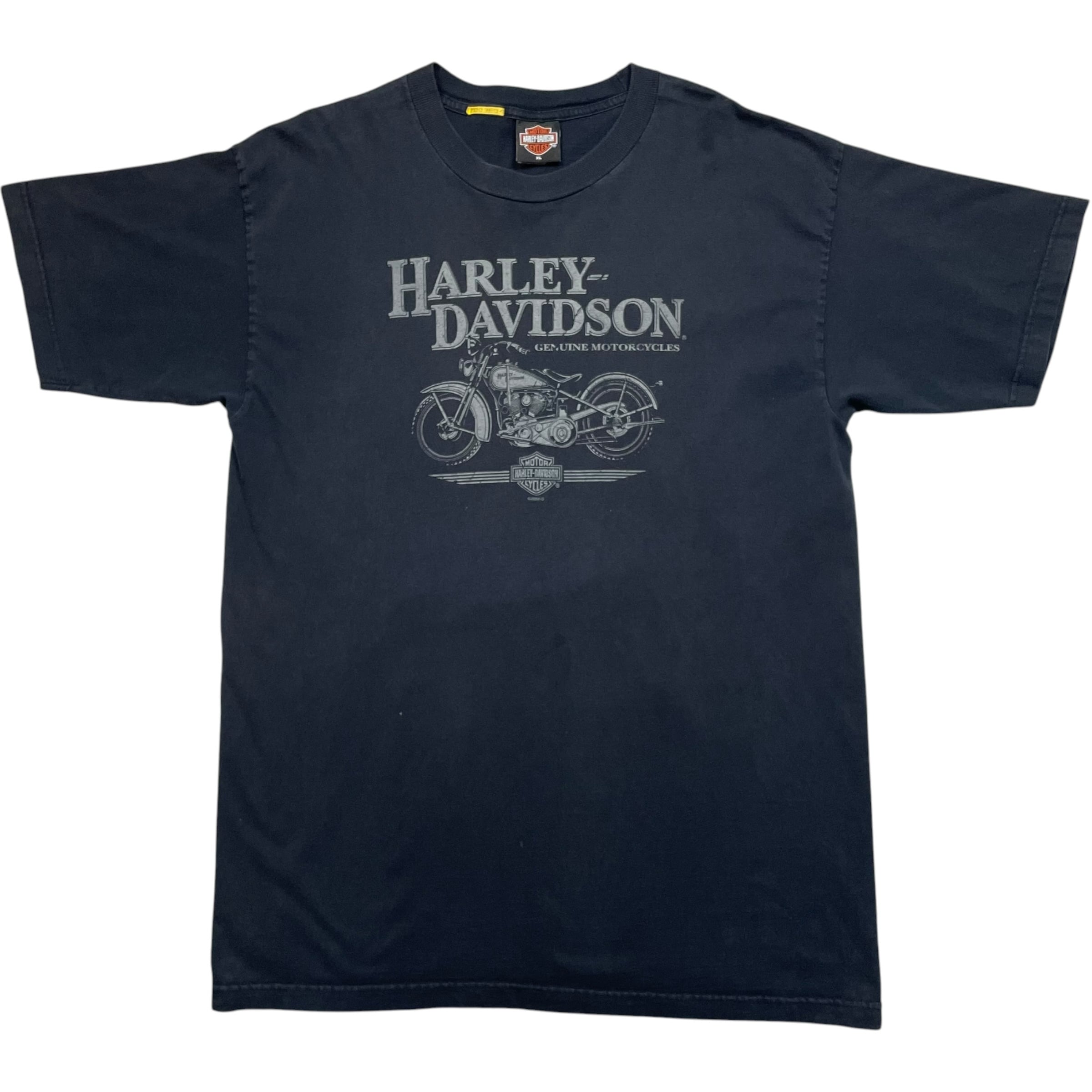 《XL》Harley-Davidson ハーレーダビッドソン Tシャツ 両面プリント バイクプリント フェード ブラック no.10378