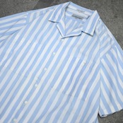 double pocket stripe open collar shirt
