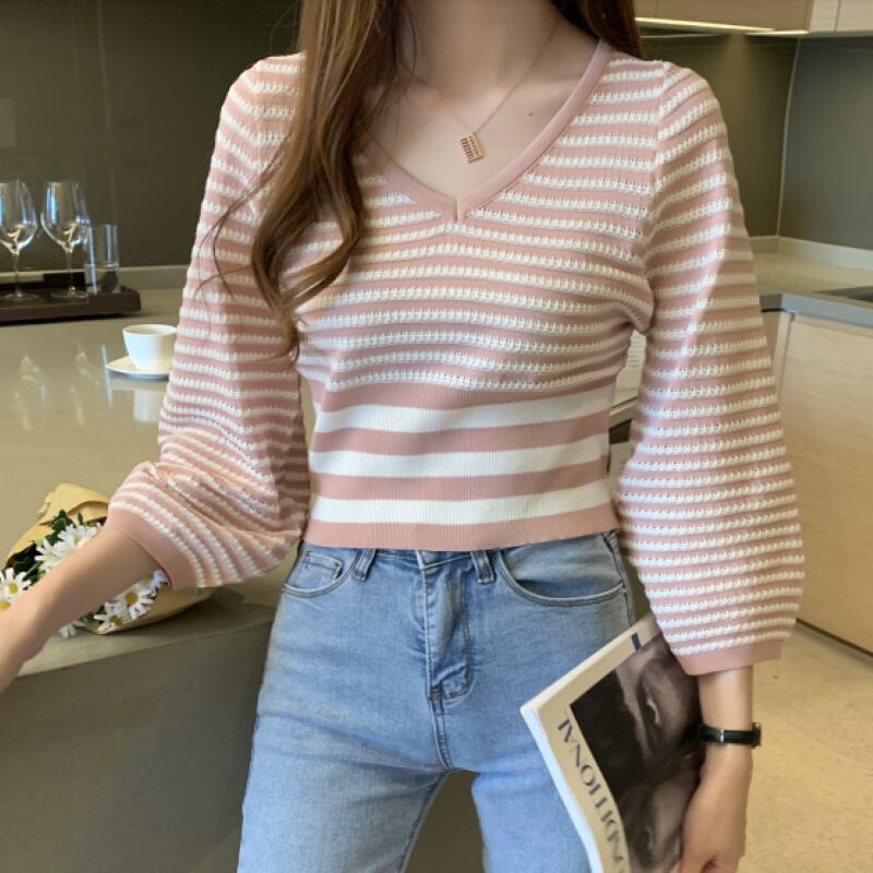 ウエストシェイプボーダートップス 22309