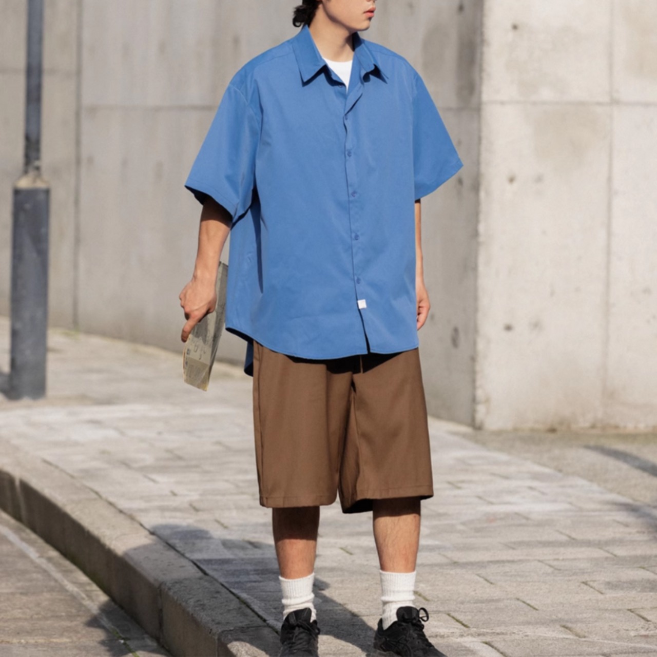 カラーシンプルドレープシャツ　0694